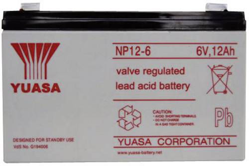 Yuasa NP12-6 NP12-6 Bleiakku 6V 12Ah Blei-Vlies (AGM) (B x H x T) 151 x 98 x 50mm Flachstecker 6.35mm Wartungsfrei