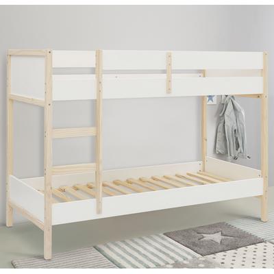 Etagenbett OTTO HOME "Janne", weiß (weiß, natur), B:96cm H:150cm L:205cm, Etagenbetten, Etagenbett, Kiefernholz, Etagenbett, inklusive Holzleiter, Liegefläche 90x200 cm