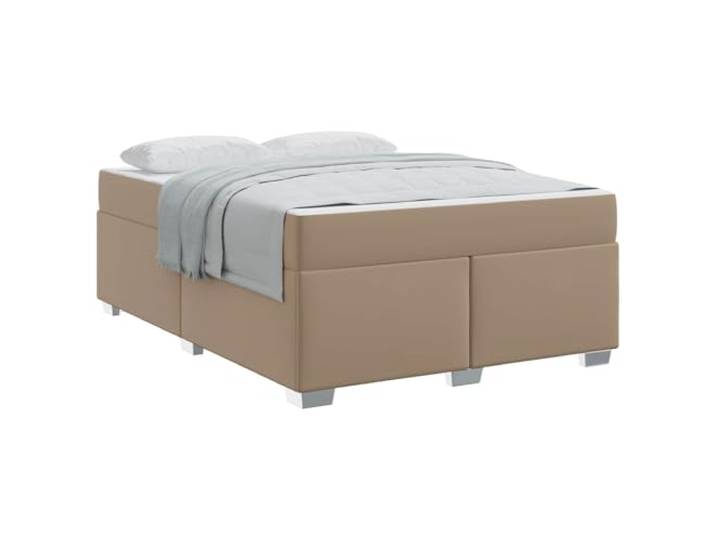 PUGYNBK Bettgestell mit Cappuccino-Matratze, 160 x 200 cm, Stoff Mittlere Festigkeit, Taschenfedern, Holz und Metall, modernes Design, einfache Reinigung