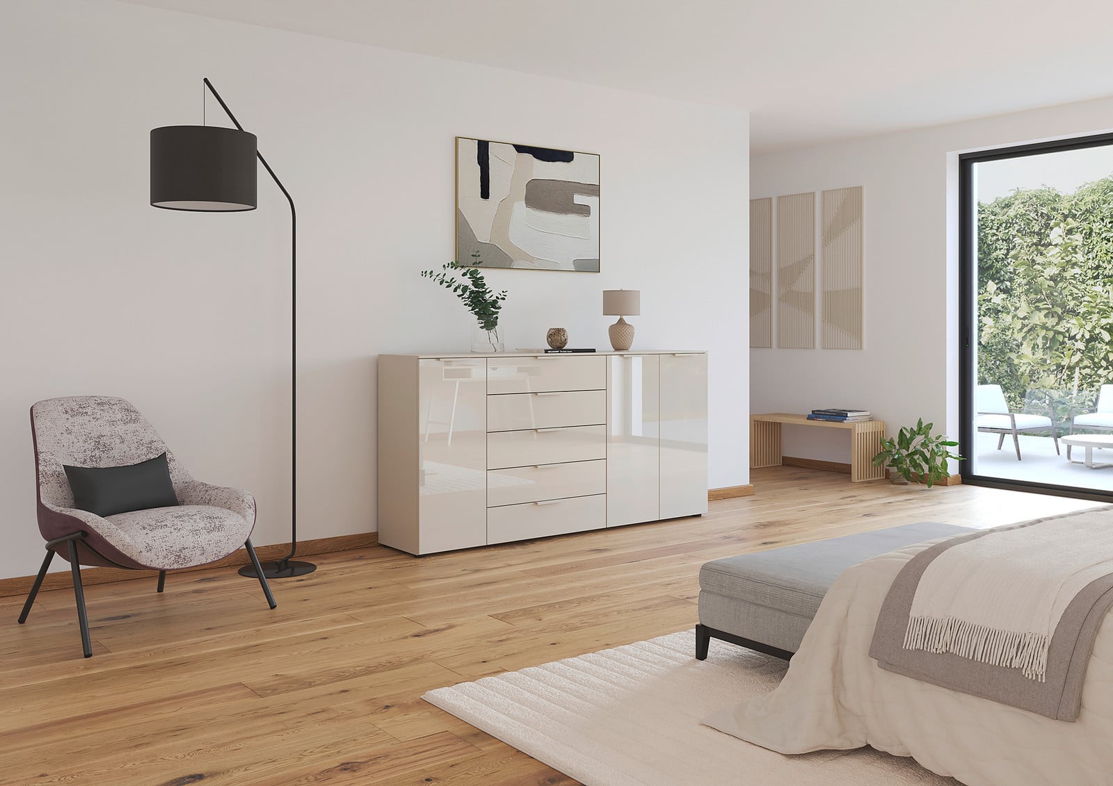 home24 Dressoir Flipp glas type A beige/champagnekleurig