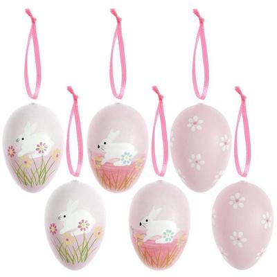 Deko-Eier Set, Rosa, 6 Stück, 6 x 4cm