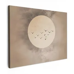 LEINWANDBILD Vogel - Beige - Japanisch Wandbilder 80x60 cm