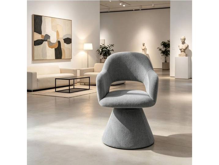 Chaise de Bureau Rotative Design Sculturale Gris - Drehstuhl Esszimmer mit Intégrés Bras et Réglable