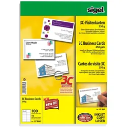 Sigel, Kopierpapier, Visitenkarten (A4, 100 Blätter, 250 g/m2)