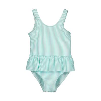 Badeanzug BLUE SEVEN "Mädchen Badeanzug mit Rüschen", Mädchen, Gr. 116/122, grün (6220, aqua), Elasthan, Polyamid, Polyester, Badeanzüge Badeanzug