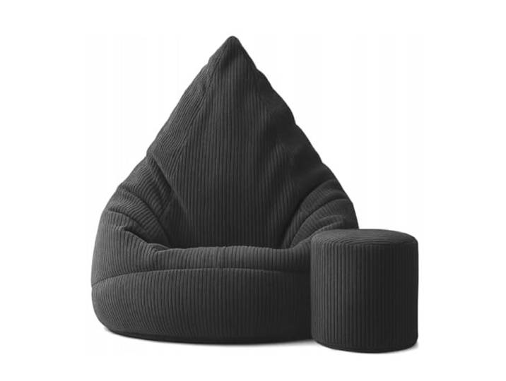 Slevobox Sitzsack Kinder mit Hocker 75x75x100cm - Kinder Sitzsack mit Füllung - Schlafzimmer und Wohnzimmer Möbel - Cord Indoor Sitzsäcke - Lounge Sessel - Bean Bag