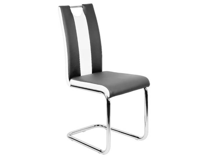 ERROLVES®Chaise Salle à Manger Chaise pied luge Simili Cuir Lot de 2 Chaises 39.5 x 49 x 98.5 cm Noir et blanc