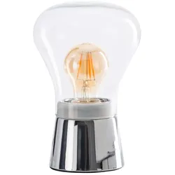 Tischleuchte Beistellleuchte Nachttischlampe E27 Glas klar chrom Retro Metall