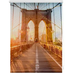 Lichtblick Rollo Klemmfix, ohne Bohren, blickdicht, Brooklyn Bridge - Orange