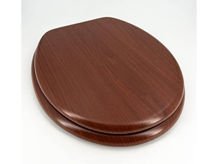 Walnuss-Toilettendeckel mit Holzkern und messingverchromten Scharnieren