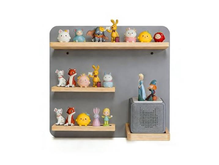 Relaxdays étagère magnétique pour Toniebox et 27 Tonies\, HxLxP : 29x39x15 cm\, étagère Murale pour Figurines\, Gris