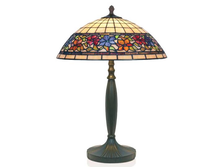Artistar Tiffany Tischlampe Flora, Multicolour, für Wohn- / Esszimmer, Stein, Tiffany, Tischlampe