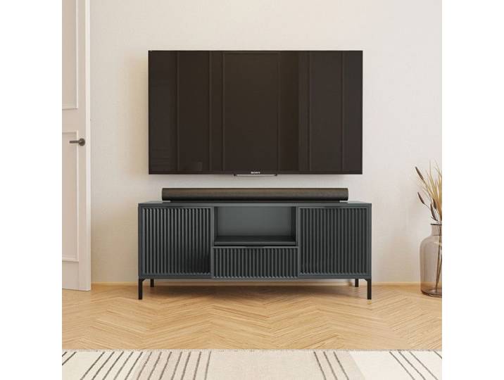 Meuble TV 135 cm WAVE - 135x40x56 cm - 2 portes et tiroir - Vert