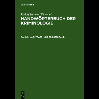 Handwörterbuch der Kriminologie / Nachtrags- und Registerband, Gebundene Ausgabe von Alexander Elster, De Gruyter, 978-3-11-016171-7