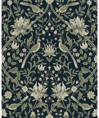 NextWall Vintage Bird Ogee Peel and Stick Wallpaper