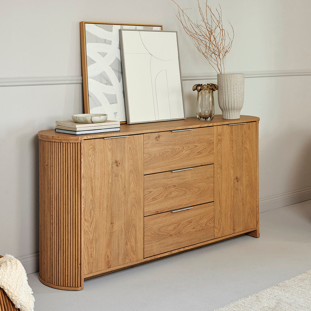 Union Rustic Morriston 160 3-Drawer Sideboard Montana Oak 80cm H X 160cm W X 39cm D