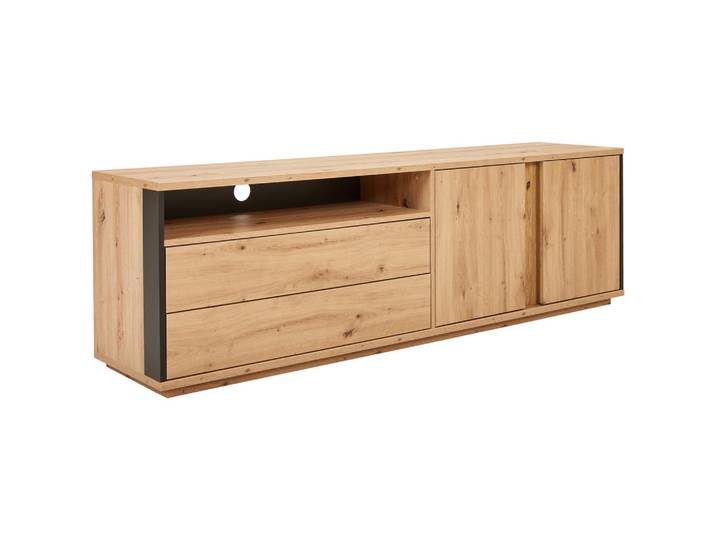 Stylife Lowboard, Anthrazit, Eiche Artisan, 2 Schublade(n) Schubladen, E, 188x58x41 cm, Beimöbel erhältlich, stehend, Wohnzimmer, Wohnwände, Lowboards, Lowboards stehend