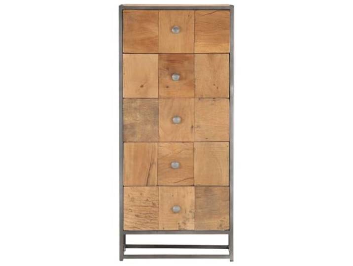 RJPLMFV Schrank mit 5 Schubladen, 45 x 30 x 100 cm, recyceltes Holz, massiv Altholz - Handarbeit - Antiker Stil - Teakazie Mango - Robust - Praktische Aufbewahrung