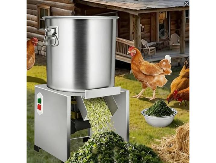 ZyKnaurral Geflügelfutter-Verarbeitungsanlage, Gemüsehäcksler, 220V elektrischer Gemüsehäcksler mit 4 Klingen, großer Einfüllöffnung für effiziente Tierfütterung 1000W