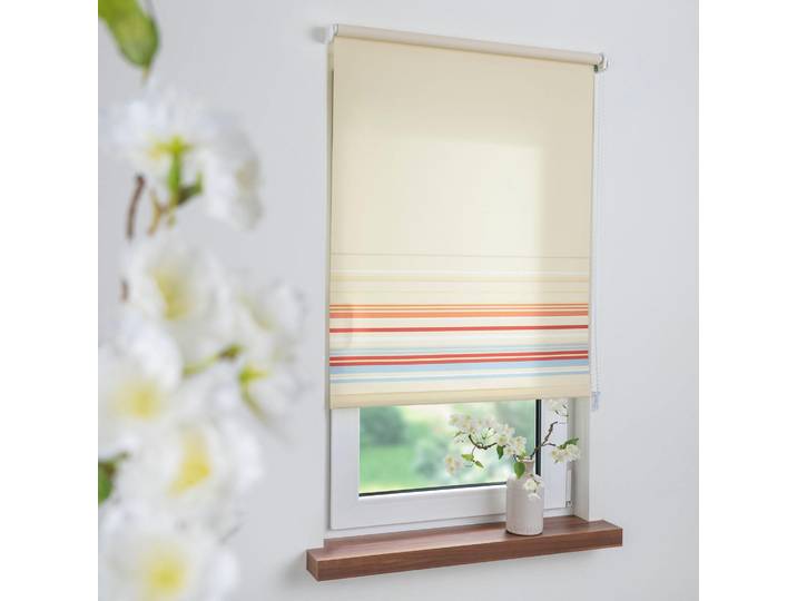 Seitenzugrollo LIEDECO Dekor Bordüre Gr. 1, beige, B:62cm H:180cm, Polyester, Rollos, Seitenzugrollo, Seitenzugrollo Dekor Bordüre