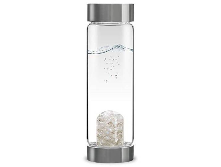 VitaJuwel ViA LUNA Wasserflasche mit Mondstein · Bergkristall für Intuition und Empathie