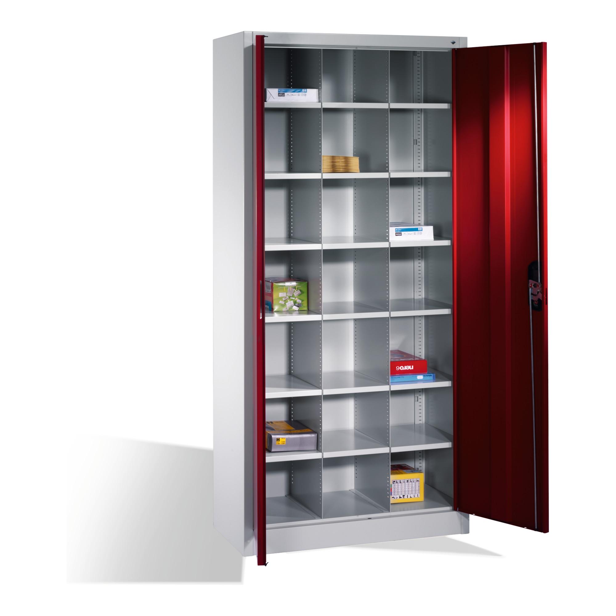 C+P Aktenschrank Acurado mit Drehtüren, innen 21 Gefache, H1950xB930xT400mm Front Rubinrot Korpus Lichtgrau ; C + P Möbelsysteme (9260-410|S10087)