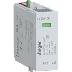 Hager SPE040N Steckmodul N-PE Uc 255V In 20kA Imax 40kA Up 1,5kV