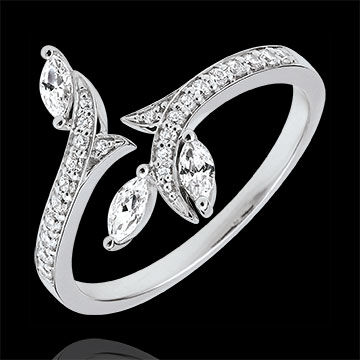 Edenly Ring MysteriÃ¶ser Wald - WeiÃŸgold und Marquise Diamanten - 9 Karat