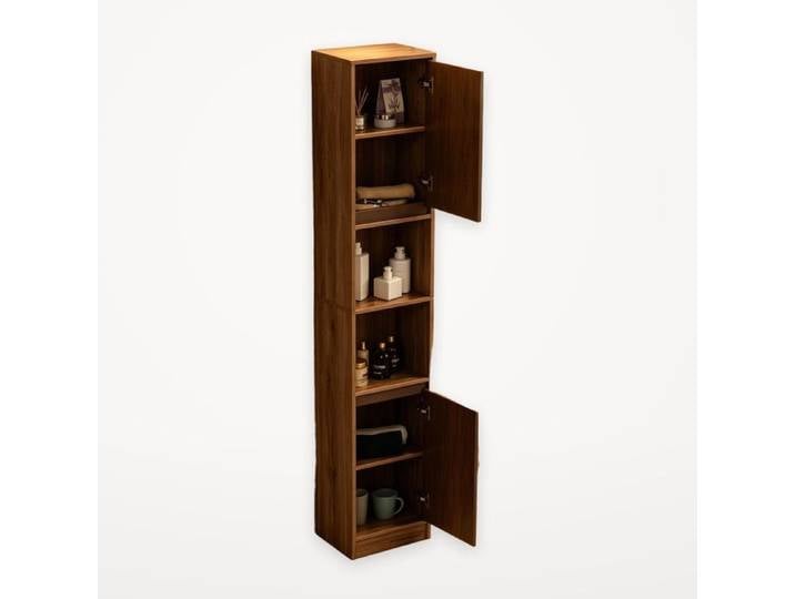 Armoire haute et étroite pour salle de bains meuble de rangement gris et chêne pour organiser les petits espaces