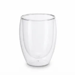 Relaxdays Latte Macchiato Gläser, 2er Set, doppelwandiges Glas, 350 ml, spülmaschinenfest, Kaffeegläser, transparent