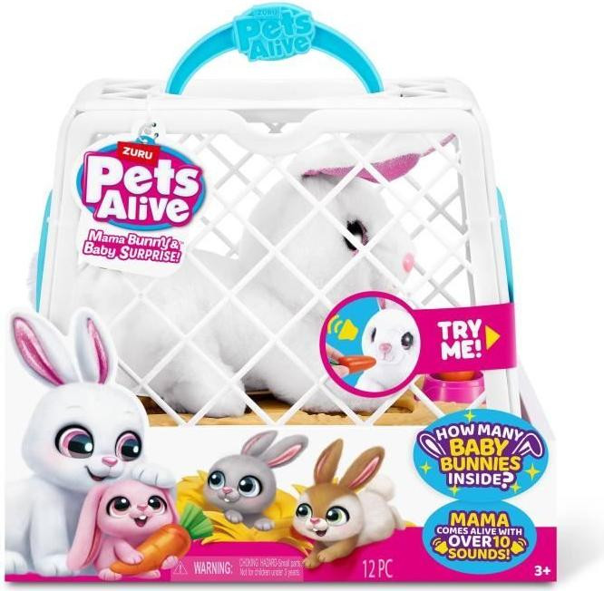 ZURU Pets Alive Interactieve Mama en Baby Konijnen met 10 geluiden