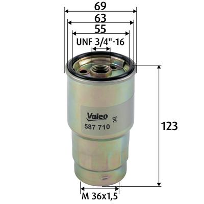 VALEO Kraftstofffilter 587710 Anschraubfilter 123mm für TOYOTA MAZDA AMC