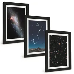 BILDER SET 3er Set - 20x30 cm Schwarzer Rahmen - Scorpios kosmische Landschaften
