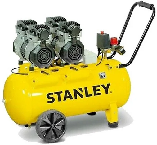 Stanley DST 300/8/50-2 - Compressore aria elettrico monofase silenziato, oil-less - Motore 2.6 HP - 50 lt