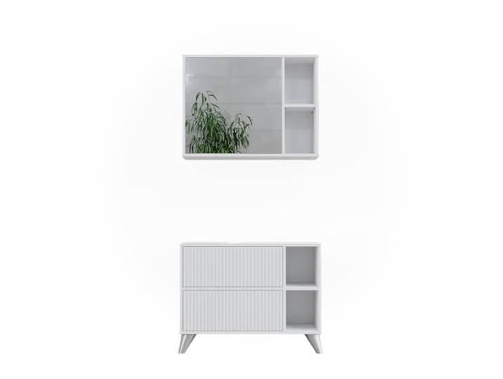 Vicco Badmöbel-Set Leano, Weiß 80 cm
