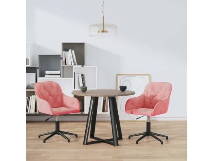 KTHLBRH Drehbare Esszimmerstühle 2 STK. Rosa Samt mit Höhenverstellung 360° Drehung, Metall-Sperrholz-Gestell, 110 kg Belastbarkeit, Montageanleitung inklusive