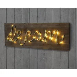 LED-Holzschild, Leuchtbild Wandbild Landhaus ~ 28x72x3cm, dream