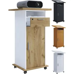 VCM Standfuss Tisch Beamer Projektor Neta mit Drehtür, Beamer Halterung, Weiss