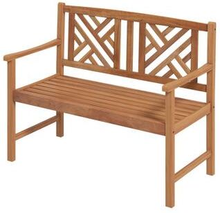 Costway 2-Person Wooden Outdoor Bench with Cozy Armrest and Backrest