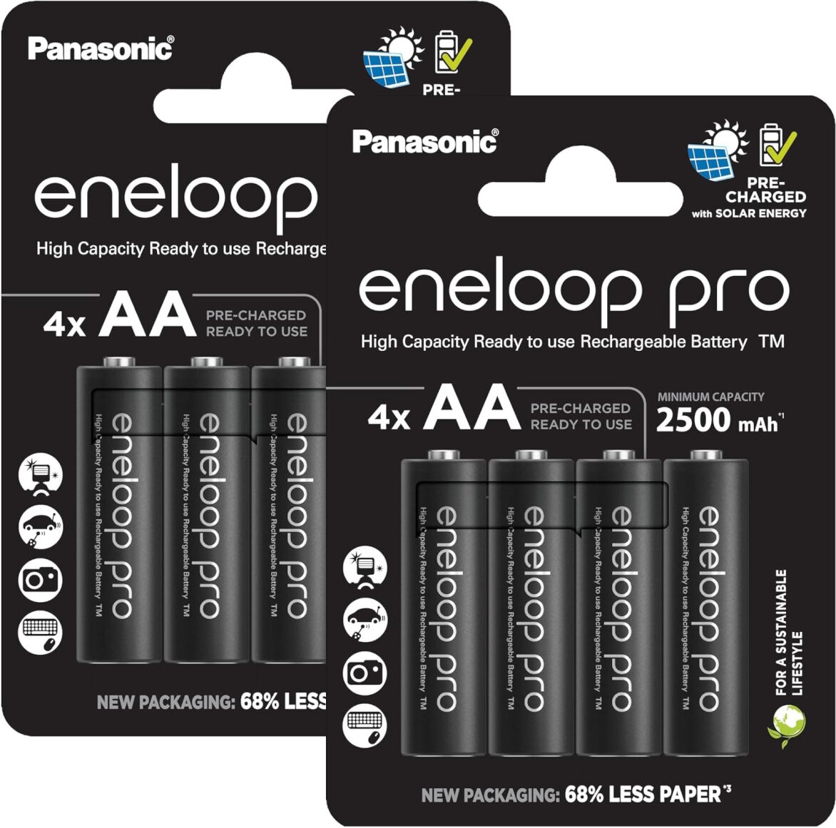 Panasonic Eneloop Pro AA 2500mAh Rechargeable Batteries   8 Pack
