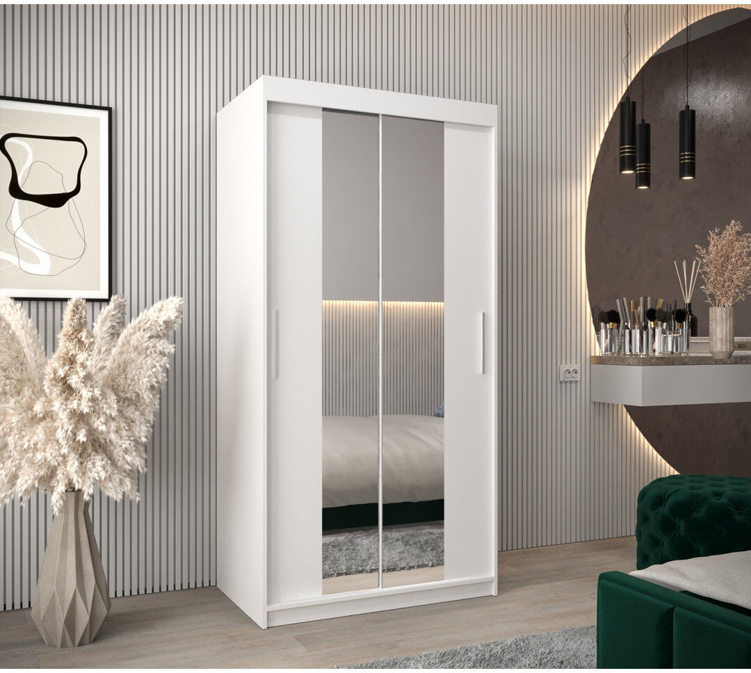 Latitude Run Karren 2 Door Wardrobe White Matt 100cm W X 62cm D