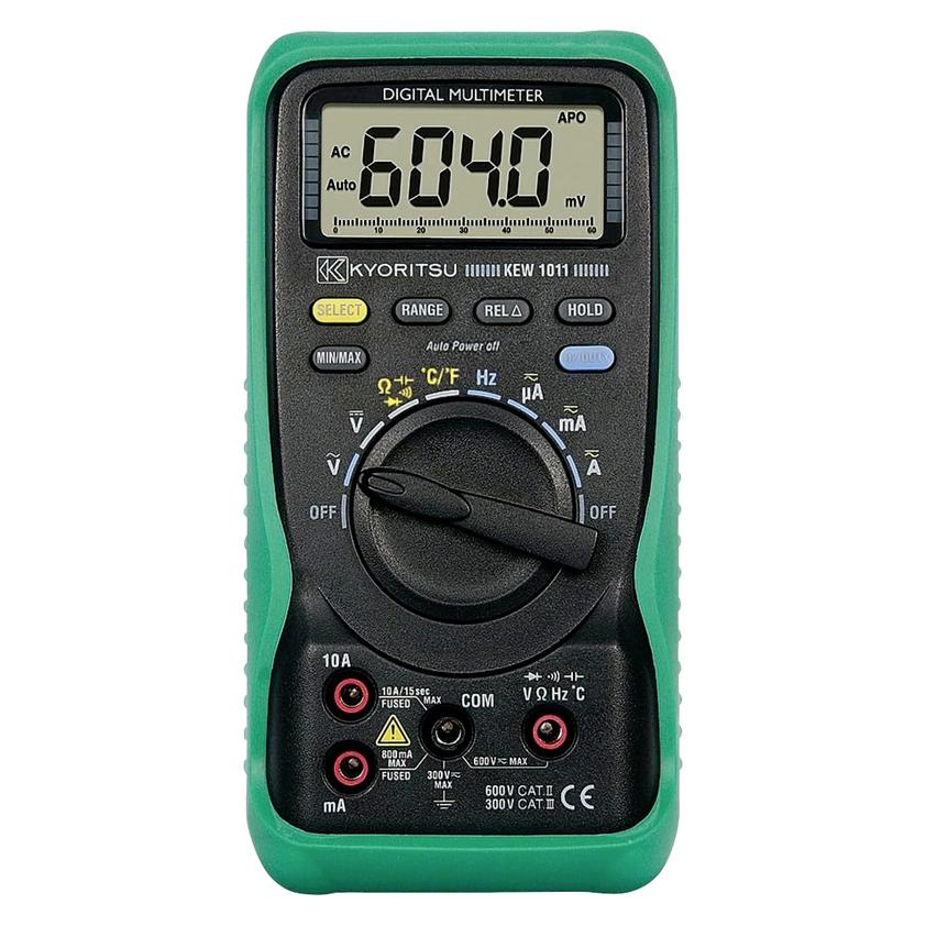 Kyoritsu 010110001A Digitales Multimeter mit Temperaturmessung (CAT III 300V, CAT III 600V, Hand-Multimeter) (KEW1011)