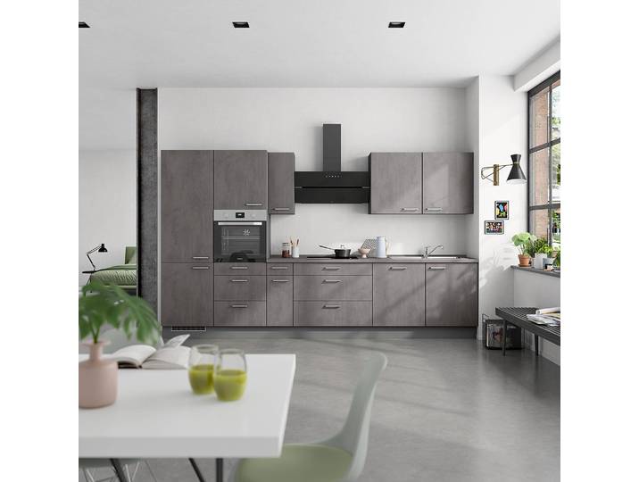 Ofenschrank Riva mit Tür & Schüben 60 x 217 x 58cm Türanschlag links Grau/Schiefergrau