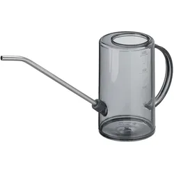 Relaxdays Gießkanne Zimmerpflanzen, 1 l, Kunststoff, Edelstahl, Blumengießkanne für Zimmerpflanzen, langer Hals, grau