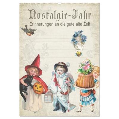 Nostalgie-Jahr, Motive aus alten Poesiealben (Wandkalender 2027 DIN A2 hoch), CALVENDO Monatskalender