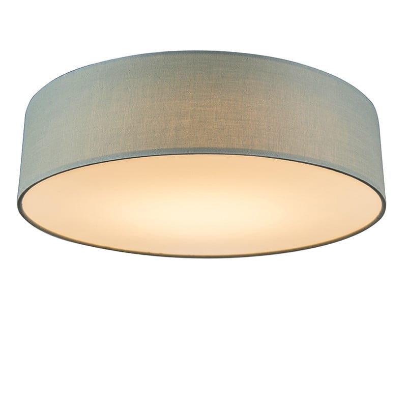 Qazqa Drum LED Plafondlamp Groen met Textiel - Diameter: 40 cm