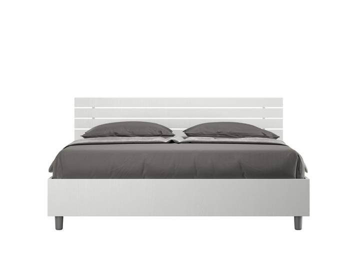 Lit coffre 160x190 tête de lit droite effet bois frêne blanc