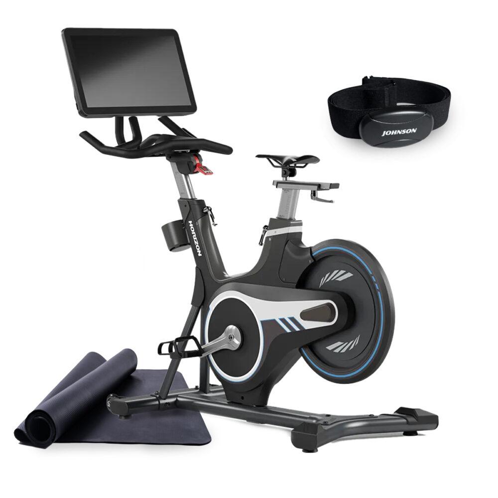 Special Edition Bundle: Horizon Fitness @Cycle mit Unterlegmatte (90x160 cm) und Johnson Brustgurt