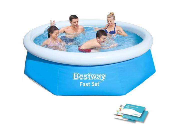 Bestway Swimmingpool Bestway Fast Set Aufblasbar Rund 244/61 Cm, Blau, 244x61x61 cm, Freizeit & Co, Pools & Wasserspaß, Pools
