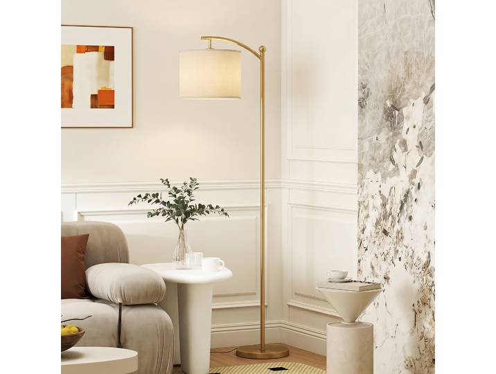 HOMCOM Lampadaire Dimmable 160cm Doré Télécommande Minuterie